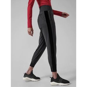 Athleta XS Petite Black Venice Velvet Stripe Jogger